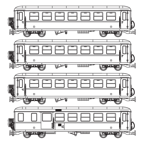 Ferro Train 9723-B - Set of 4 Krimmler cars, green livery, Bregenzerwald